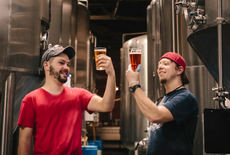 Two gentlemen enjoy the awesome Grand Rapids brew tour
