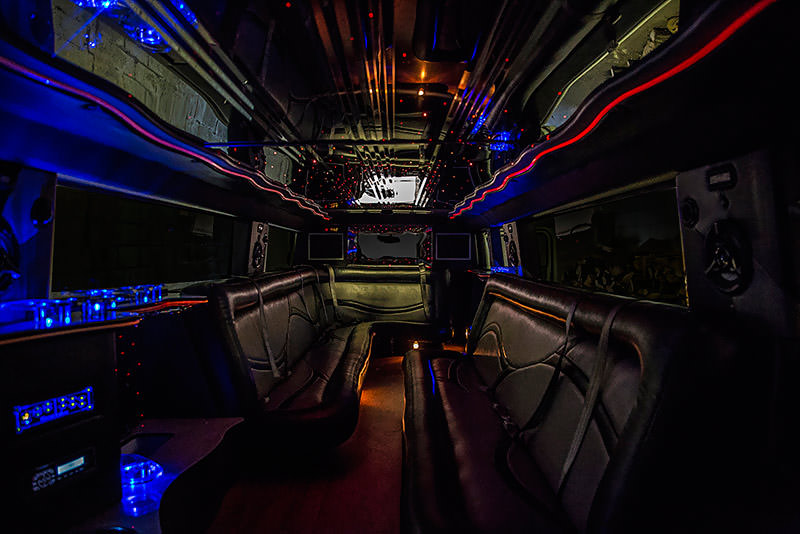 A view of the unique black and grey leather seating and hardwood flooring