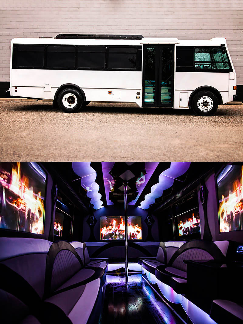 A gorgeous 30 passenger party bus you can rent in Grand Rapids