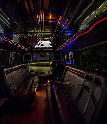Photo depicting the interior of a SUV stretch limousine